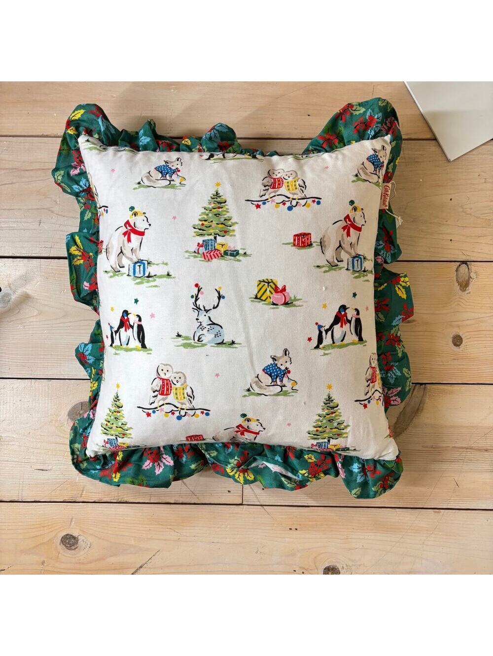 Cath Kidston NWT Christmas Animals Throw Pillow Holly Christmas Tree 18x18